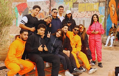 HEEC School students in paintball gear posing for a group photo